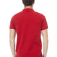 Elegant Red Cotton Polo with Chic Embroidery
