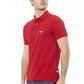 Elegant Red Cotton Polo with Chic Embroidery