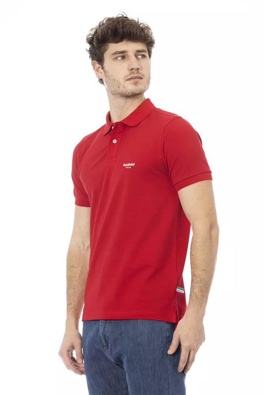 Elegant Red Cotton Polo with Chic Embroidery