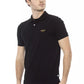 Elegant Black Cotton Polo with Embroidery