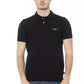 Elegant Black Cotton Polo with Embroidery