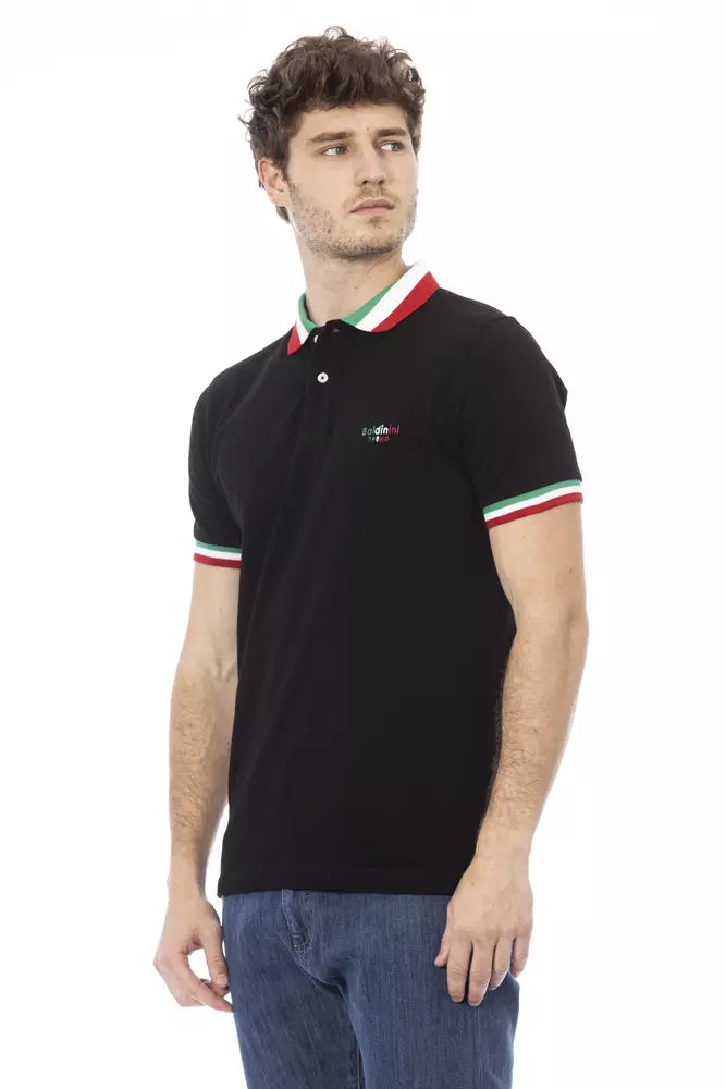 Tricolor Collar Cotton Polo Shirt