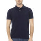Elegant Blue Cotton Polo with Chic Embroidery