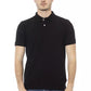 Sleek Black Cotton Polo with Chic Embroidery