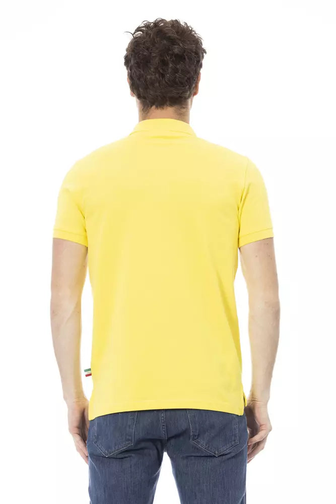 Sunshine Yellow Cotton Polo with Chic Embroidery