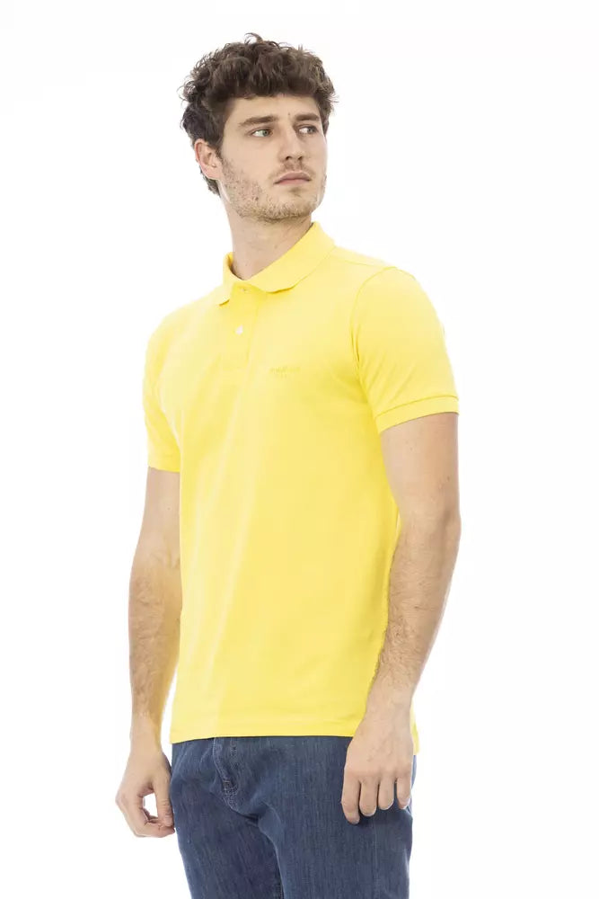 Sunshine Yellow Cotton Polo with Chic Embroidery