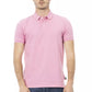 Chic Pink Cotton Polo with Elegant Embroidery