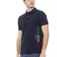 Chic Short Sleeve Blue Polo Embroidery Detail