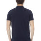 Chic Short Sleeve Blue Polo Embroidery Detail