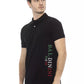 Classic Black Cotton Polo with Chic Embroidery