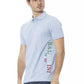 Chic Light Blue Embroidered Polo Shirt