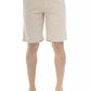 Beige Cotton Bermuda Shorts with Drawstring Closure