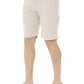 Beige Cotton Bermuda Shorts with Drawstring Closure