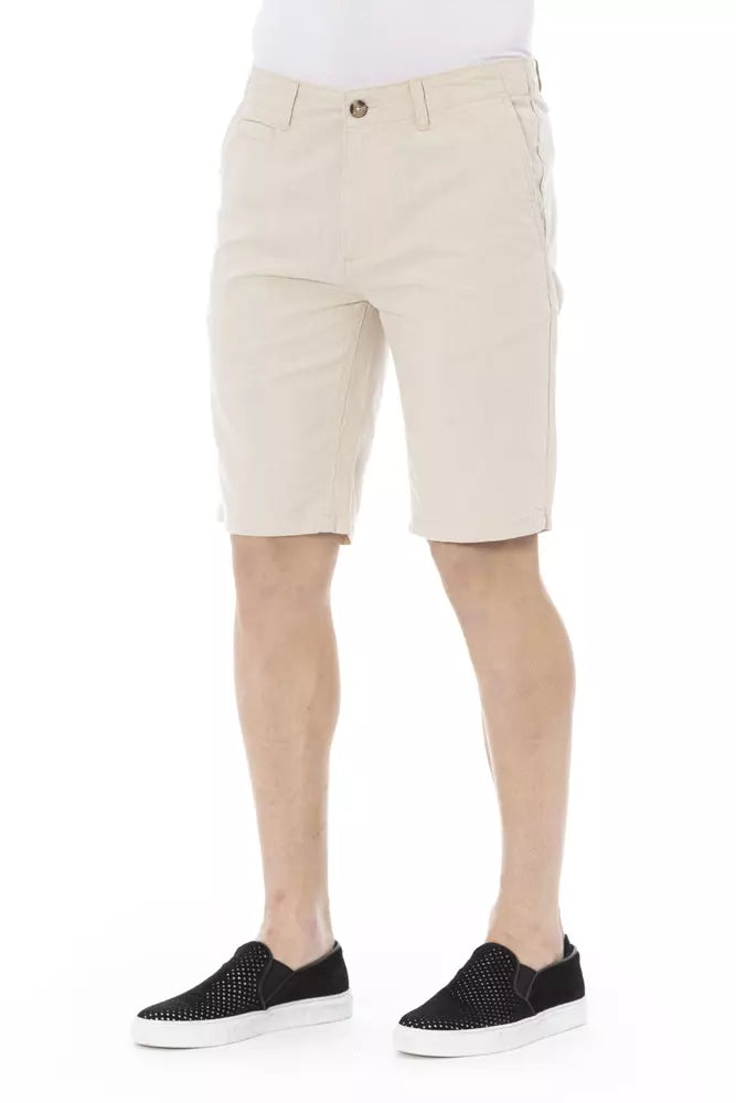 Beige Cotton Bermuda Shorts