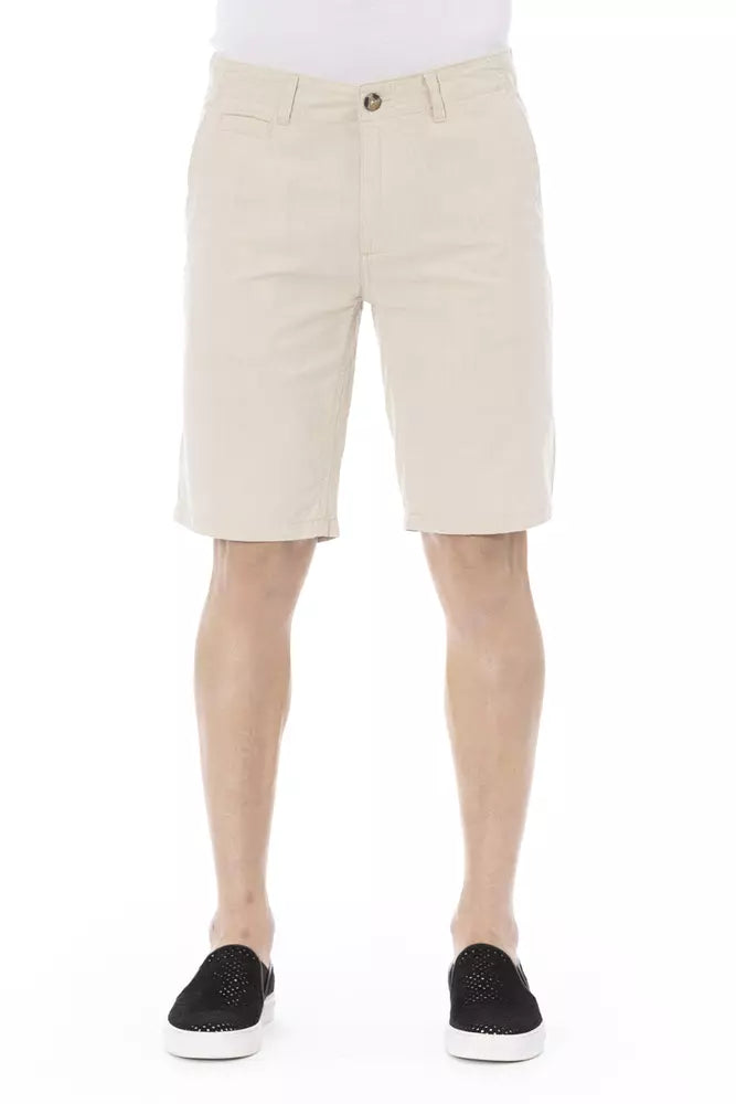 Beige Cotton Bermuda Shorts