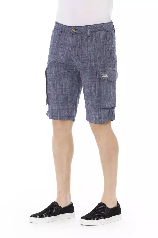 Chic Blue Cotton Cargo Shorts