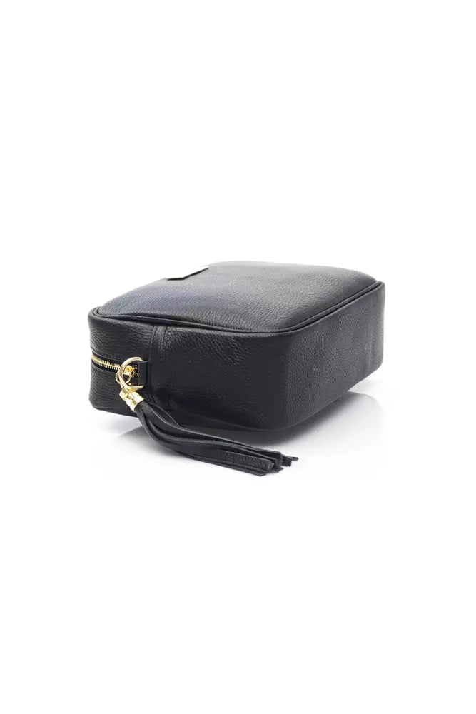 Elegant Leather Shoulder Bag with Front Logo