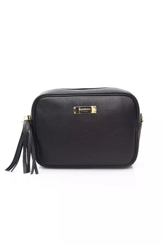 Elegant Leather Shoulder Bag with Front Logo