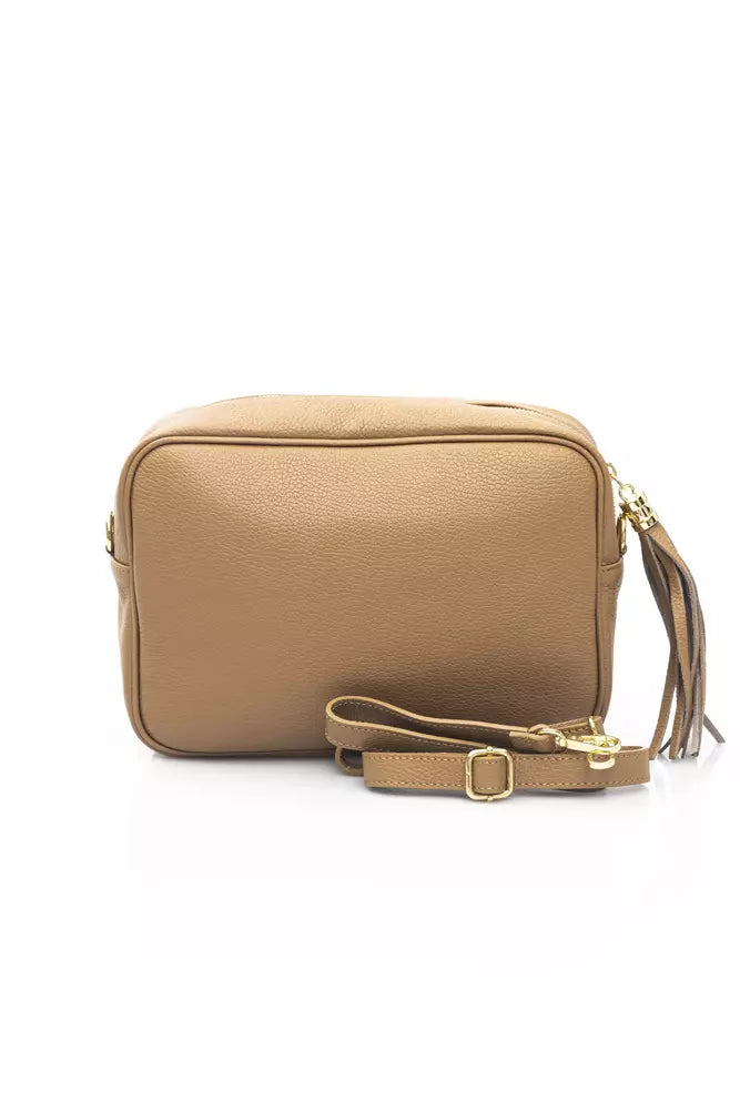 Beige Leather Chic Shoulder Bag