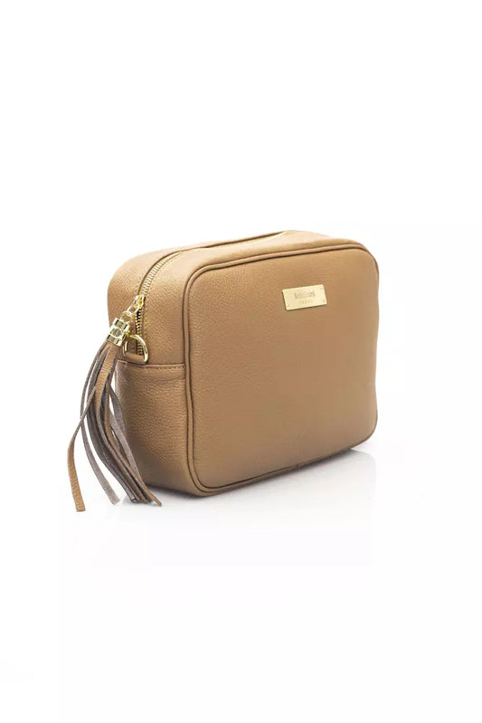 Beige Leather Chic Shoulder Bag