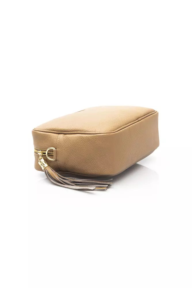 Beige Leather Chic Shoulder Bag