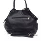 Elegant Black Leather Shoulder Bag with Ribbon Detail