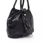 Elegant Black Leather Shoulder Bag with Ribbon Detail