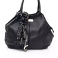 Elegant Black Leather Shoulder Bag with Ribbon Detail