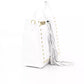 Elegant White Leather Shoulder Tassel Bag