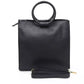 Elegant Black Leather Shoulder Bag with Golden Accents