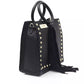 Elegant Black Leather Shoulder Bag with Golden Accents