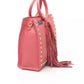 Chic Pink Leather Shoulder Bag with Golden Tassel