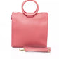 Chic Pink Leather Shoulder Bag with Golden Tassel