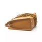 Beige Leather Tassel Shoulder Bag - Golden Accents