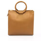 Beige Leather Tassel Shoulder Bag - Golden Accents