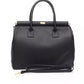 Elegant Black Leather Shoulder Bag with Golden Accents
