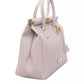 Chic Pink Leather Shoulder Tote with Golden Accents