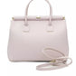 Chic Pink Leather Shoulder Tote with Golden Accents