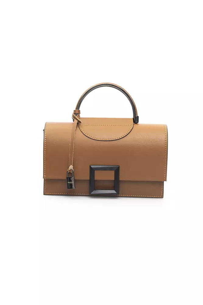 Chic Beige Leather Flap Shoulder Bag