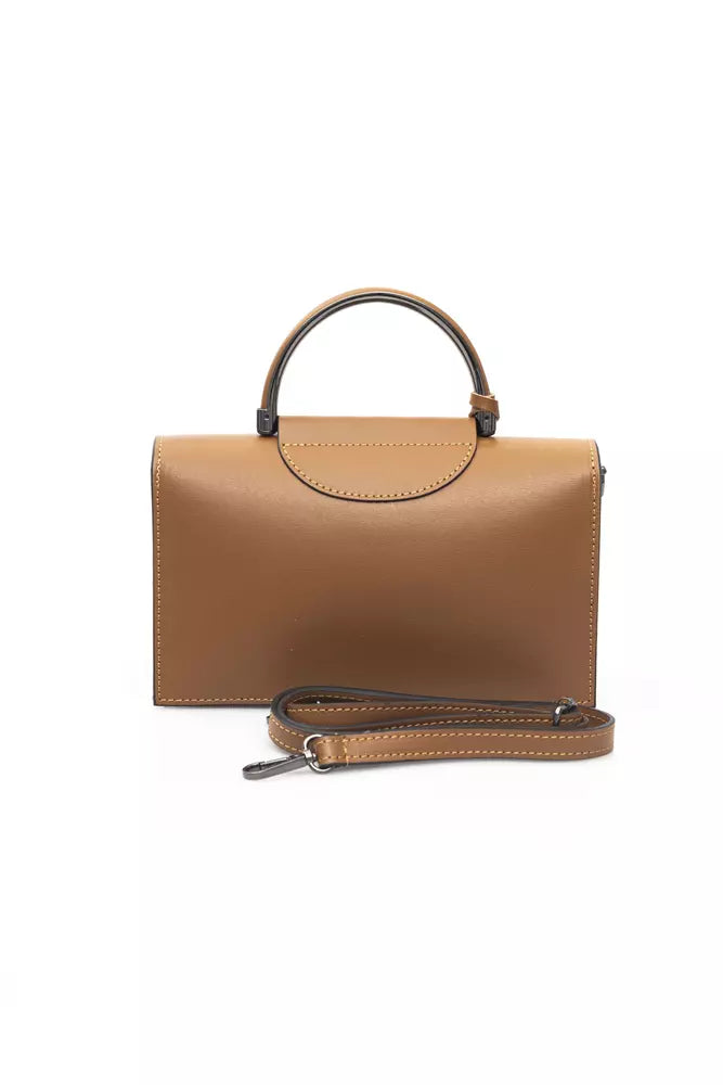 Chic Beige Leather Flap Shoulder Bag