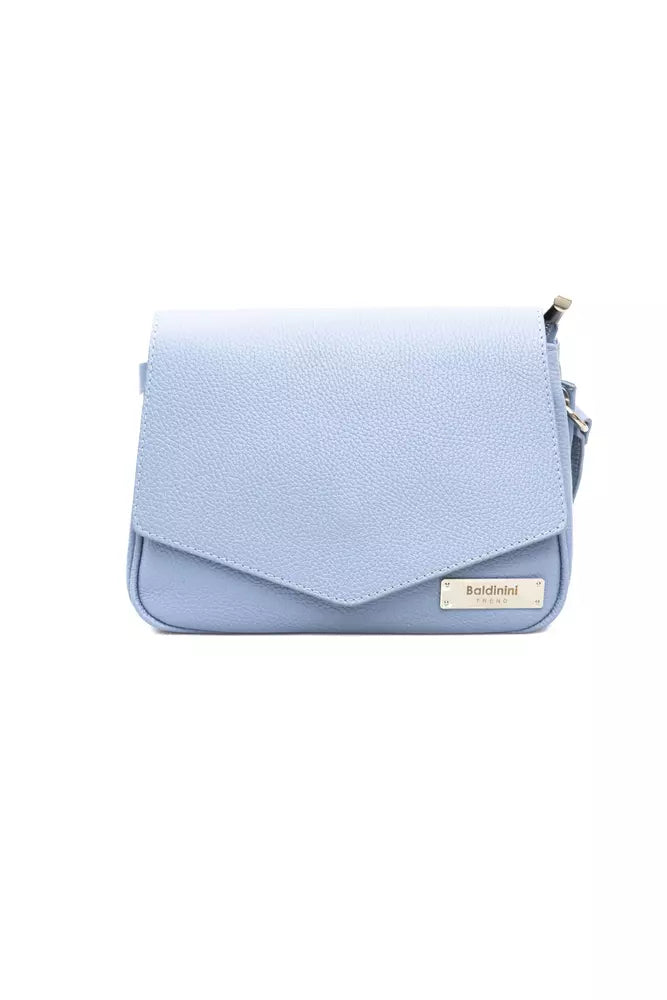 Chic Light Blue Leather Shoulder Bag