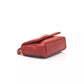 Chic Red Leather Shoulder Flap Bag with Golden Accents