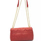 Chic Red Leather Shoulder Flap Bag with Golden Accents