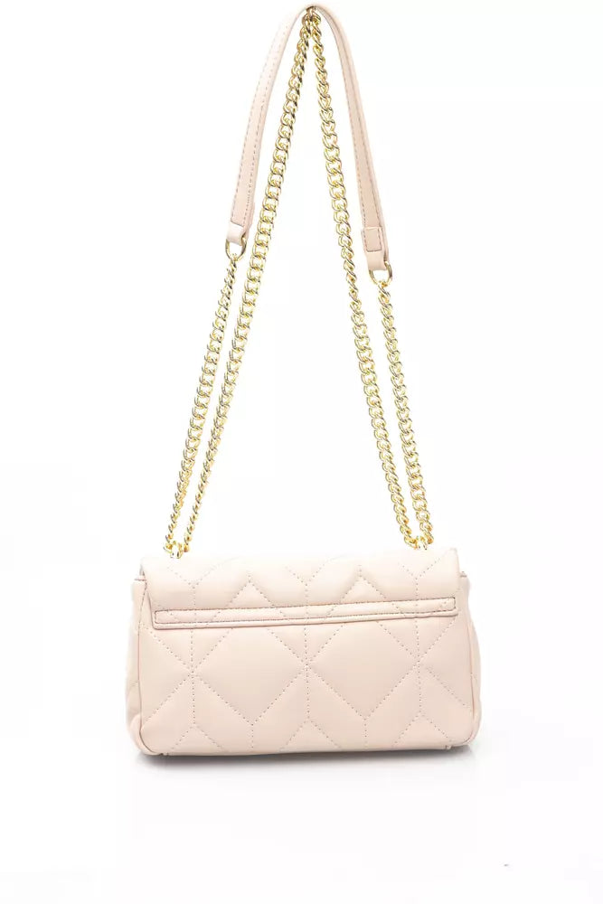 Chic Pink Shoulder Bag with Golden Accents