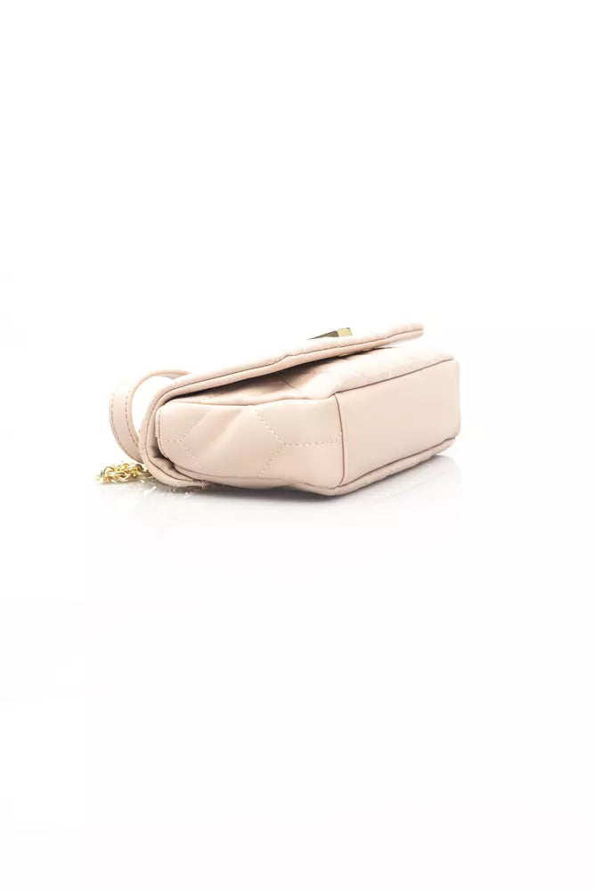 Chic Pink Shoulder Bag with Golden Accents