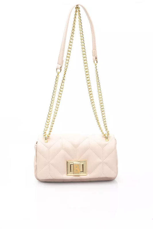 Chic Pink Shoulder Bag with Golden Accents