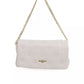 Elegant Beige Leather Shoulder Bag with Golden Accents