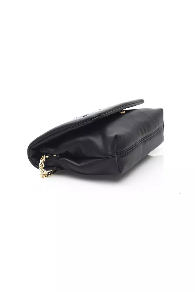 Elegant Golden-Detailed Black Shoulder Bag