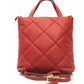 Elegant Red Leather Shoulder Bag with Golden Accents