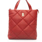 Elegant Red Leather Shoulder Bag with Golden Accents